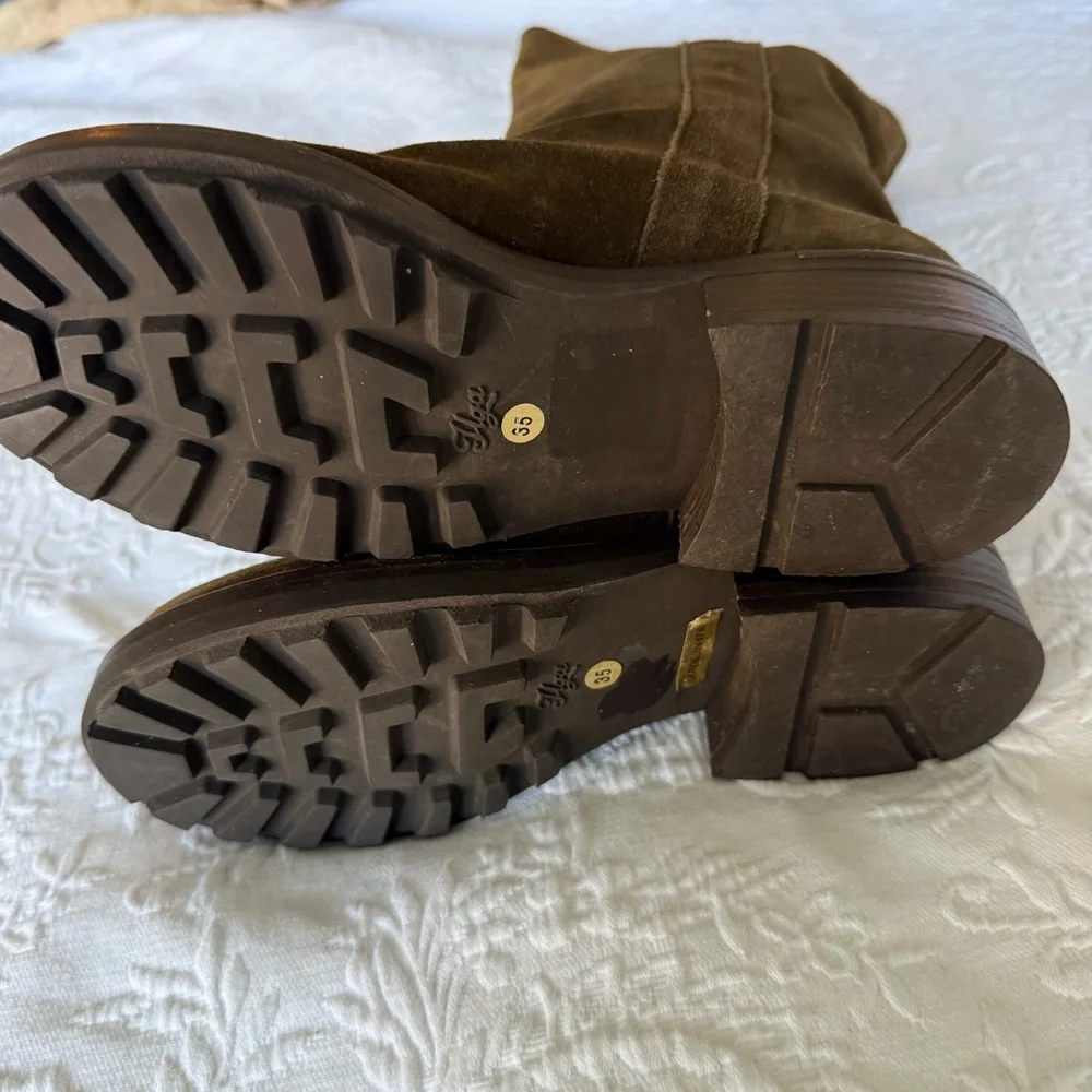 Marni Brown Suede with Lug Sole Boots. Size 5
